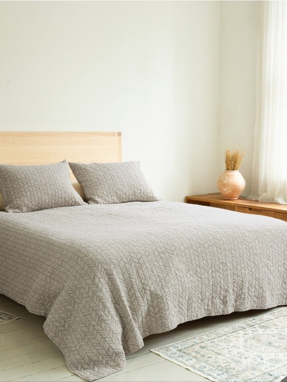 (6) Avacado Herringbone 3piece Organic Cotton Coverlet Set